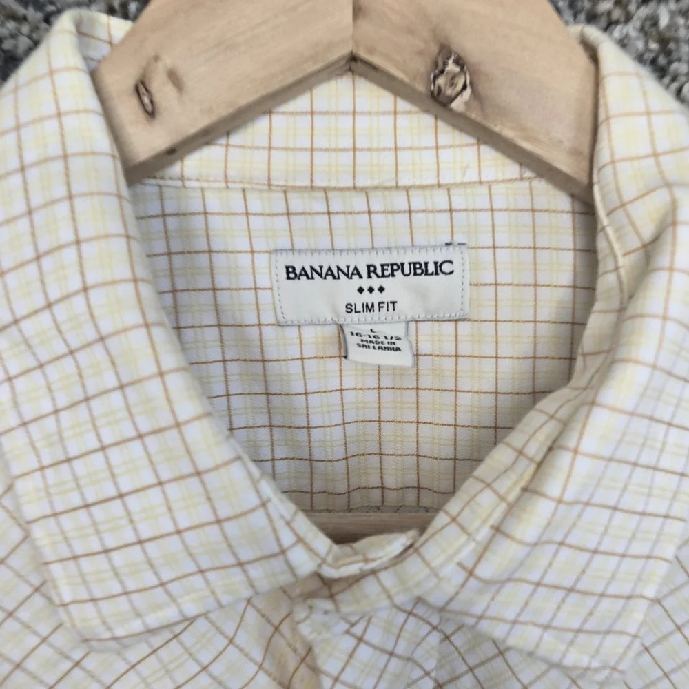 Banana Republic Shirt Mens Large 16-16.5 Button Up Slim Fit Yellow‎ Long Sleeve
